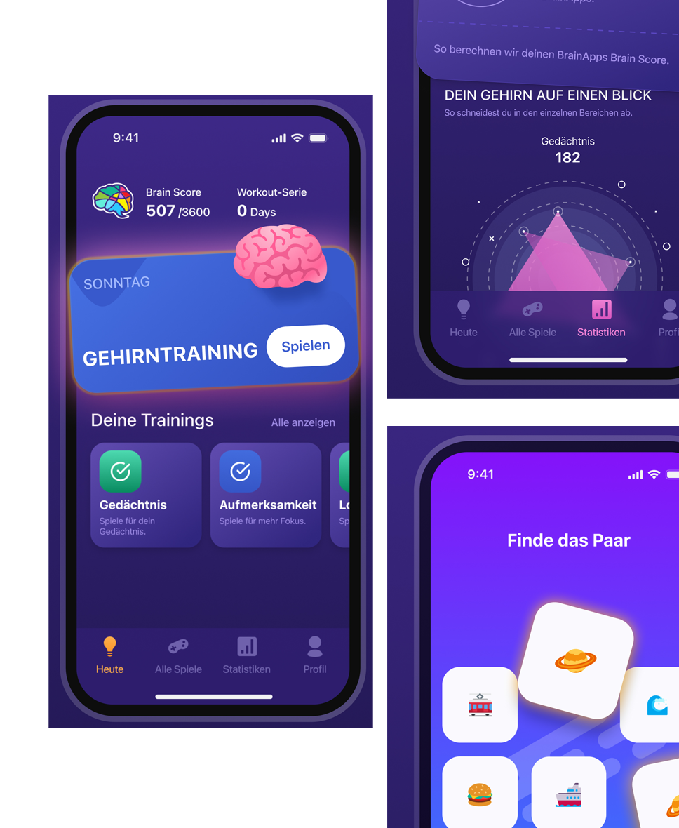 BrainApps app screens