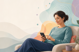 Frau nutzt BrainApps ruhig auf dem Smartphone bei Fatigue nach Covid
