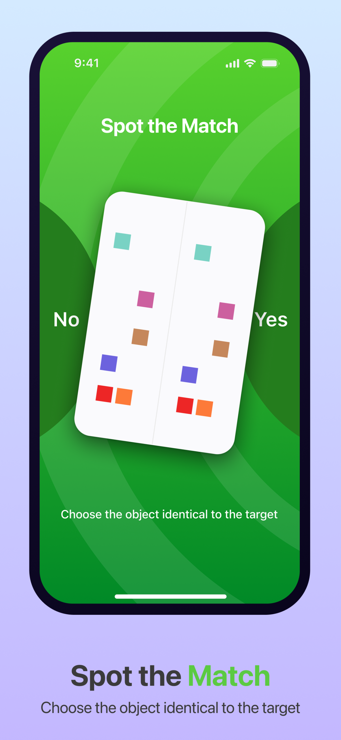 BrainApps-Spiel Spot the Match zum Vergleichen visueller Merkmale