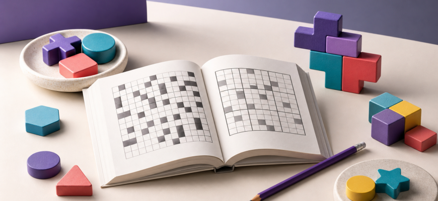 Kreuzworträtsel, Sudoku und farbige Spielformen als vielfältiges Gehirntraining